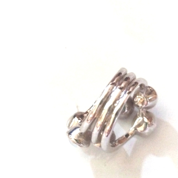 WHITE CRYSTAL, MOONSTONE, AURORA BOREALIS 3-STACK SILVER RING - SIZE 7 - Picture 6 of 8